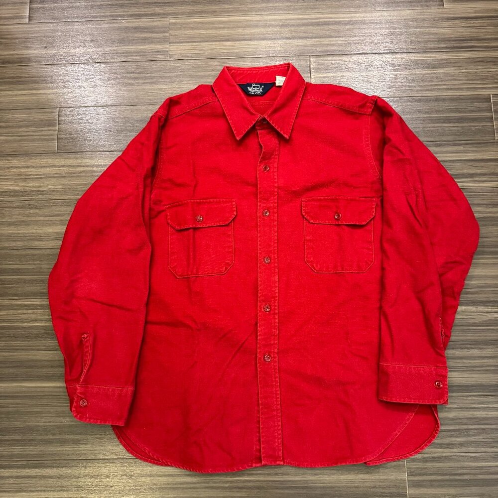 Vintage Woolrich Shirt Mens XL Red Brushed Cotton USA Made 90s Button Down